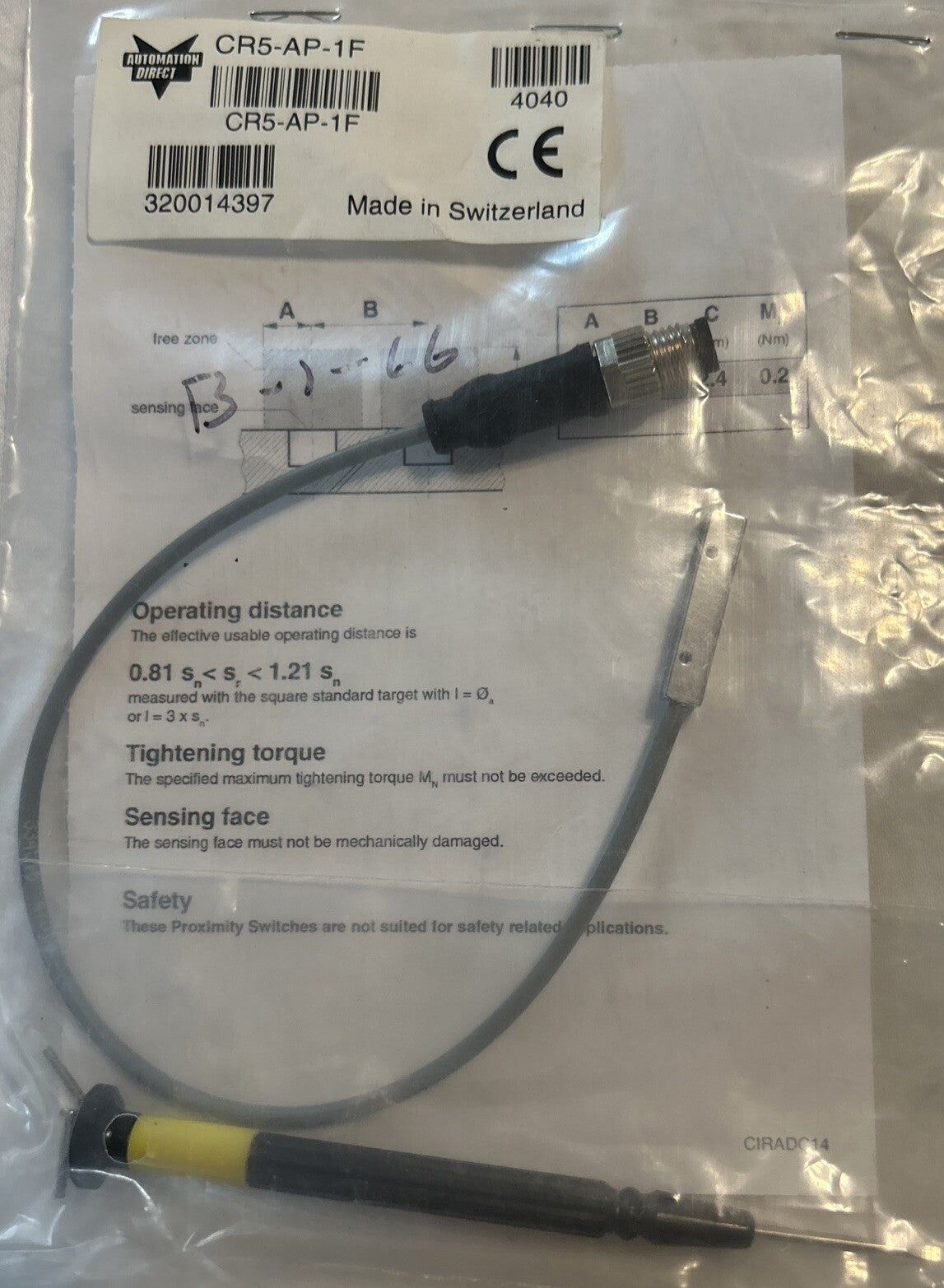AUTOMATION DIRECT CR5-AP-1F / CR5AP1F METAL SENSING PROXIMITY SWITCH. NEW! AB