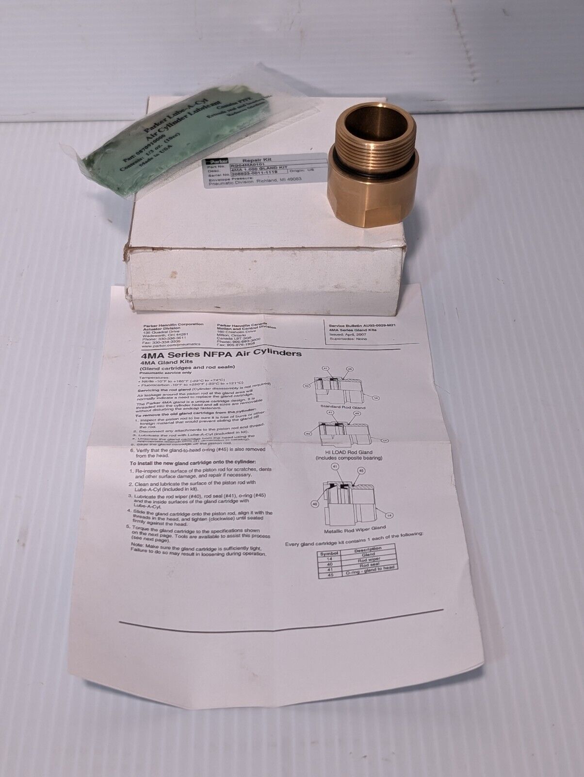 Parker RG04MA0101 Repair Kit/ Rod Gland Cartridge