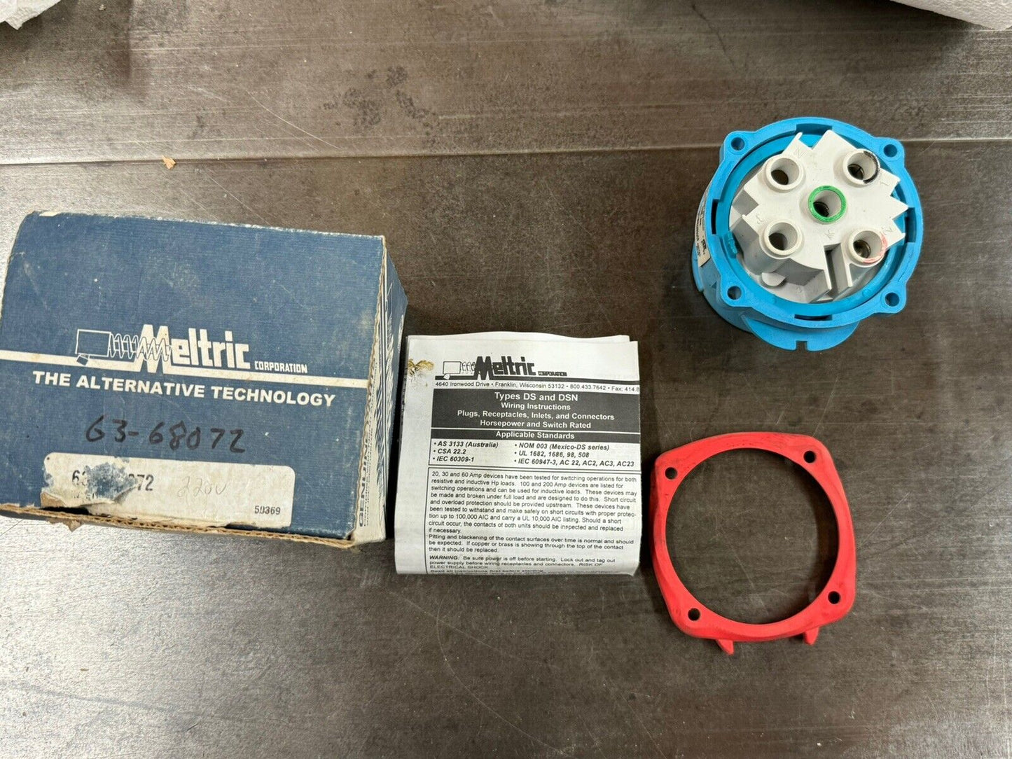 Meltric DSN60 Inlet Plug 60A 250 VAC 3HP 63-68072 Type 4X & IP69