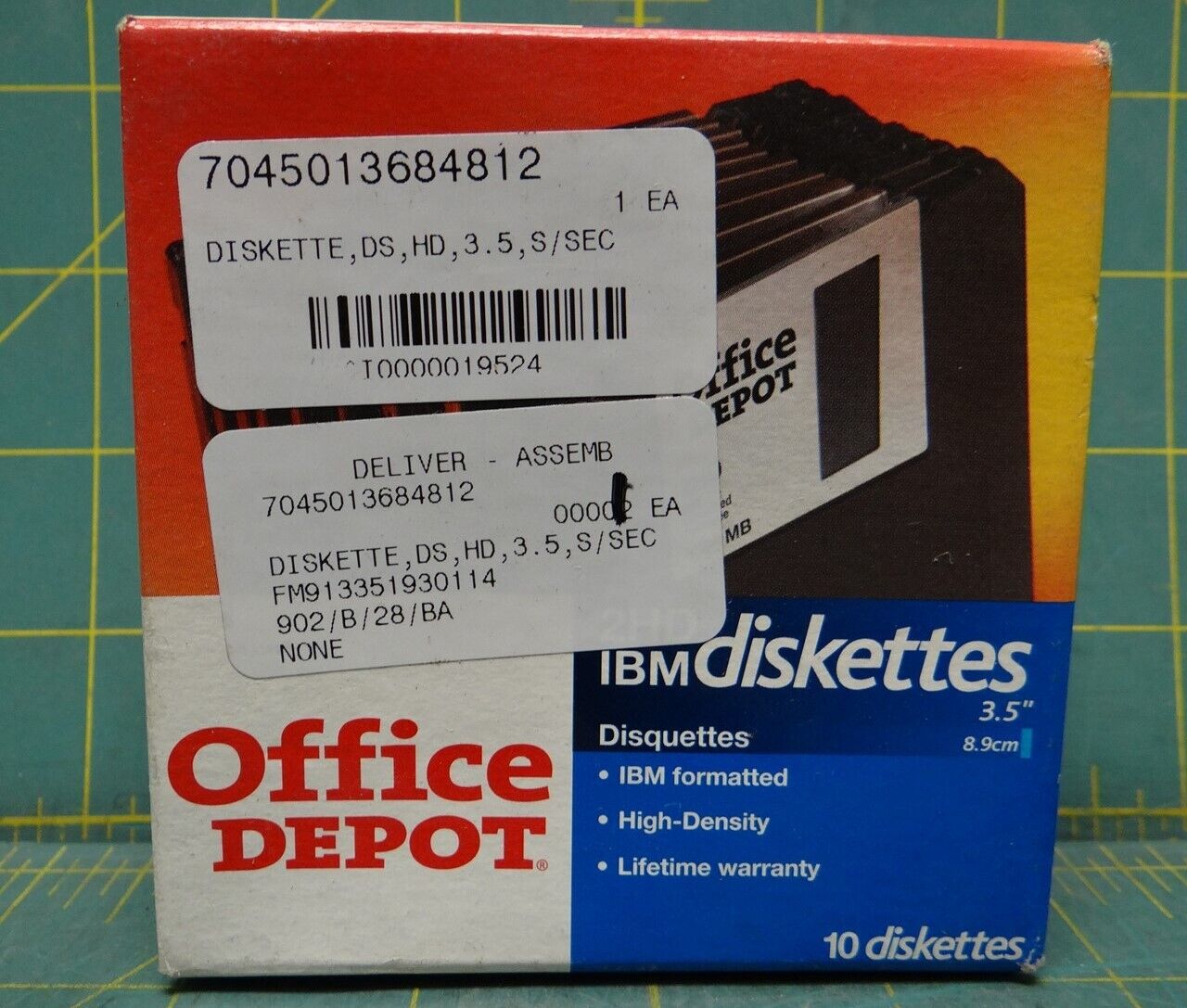 (Box of 10) 2 HD IBM High Density Diskettes 3.4" 1.44 MB Item Number 405-891