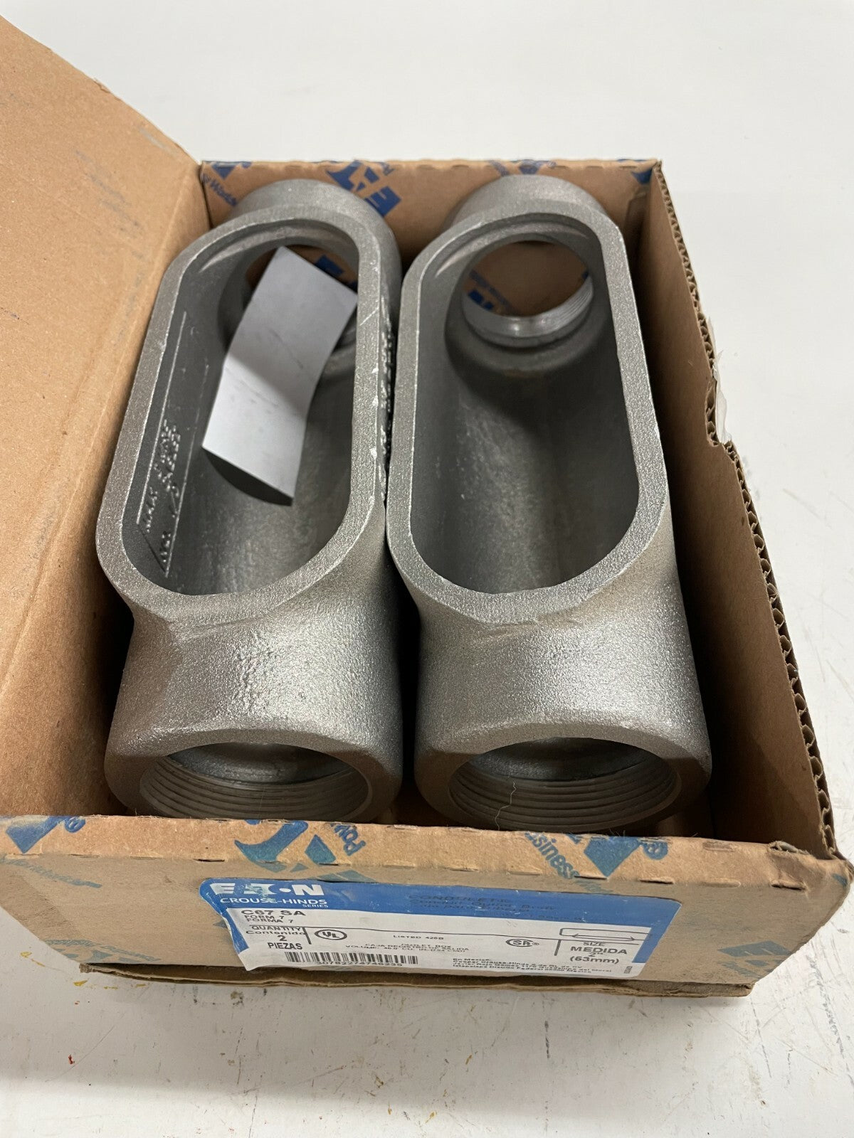 C67SA Eaton Crouse-Hinds 2" Form 7 Aluminum Conduit Outlet Body / Box (Lot of 2)