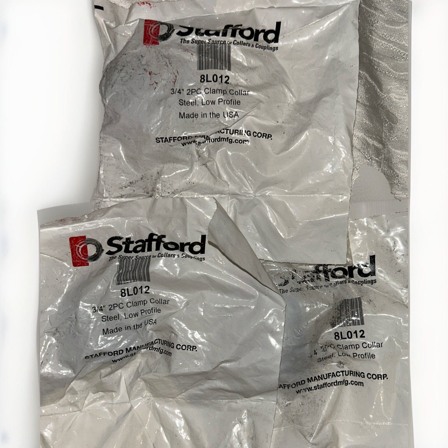*QTY 3*Stafford 8L012 Two-Piece Split Clamp-Type Shaft Collars 3/4" Bore USA! AB