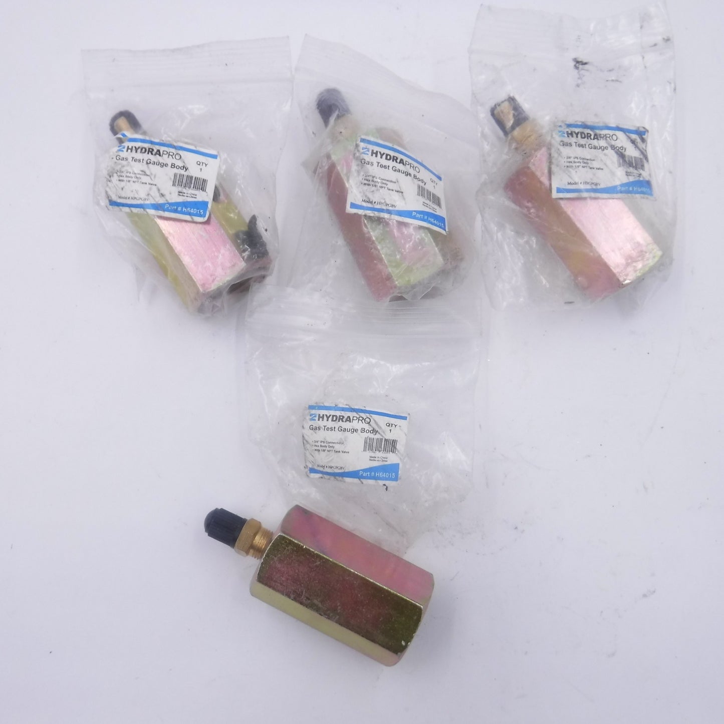 4 Pack HydraPro H64015 3/4" FIP Brass Gas Test Gauge Block Body Only