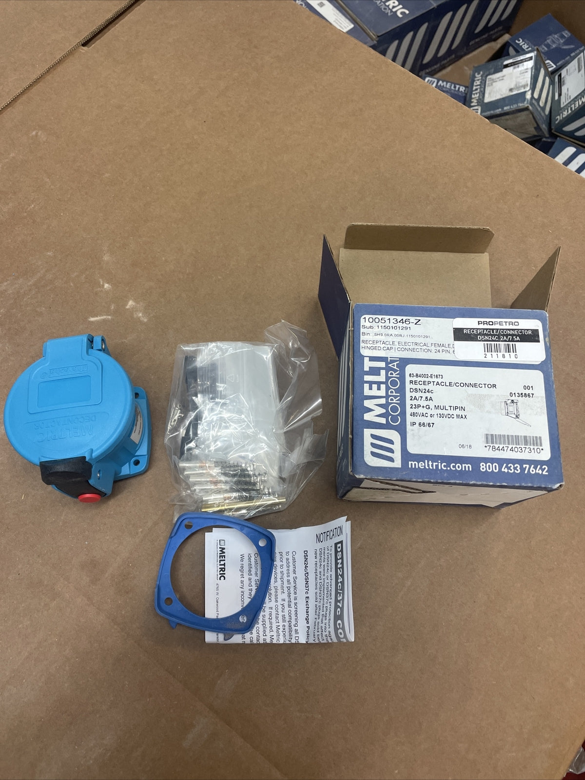 Meltric DSN24C 2A/7.5 480VAC/130VDC 63-B4002-E1673 23P+G Receptacle/Connector