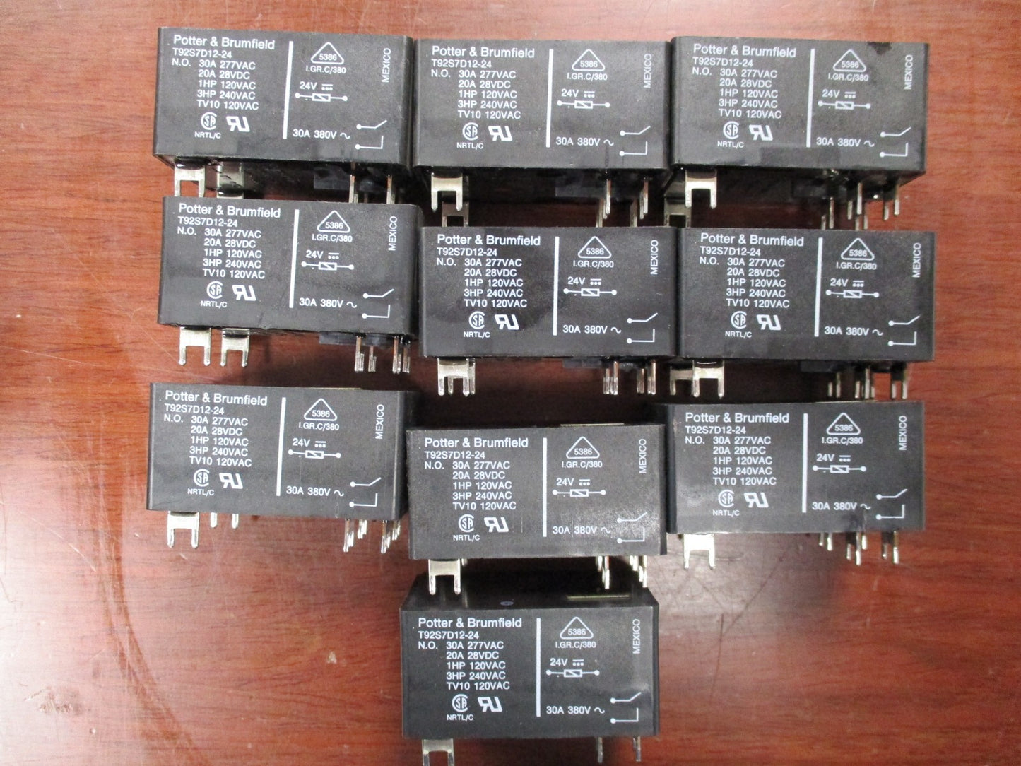 Potter & Brumfield T92S7D12-24 Electromechanical Relay (24VDC, 30A) Lot of 10