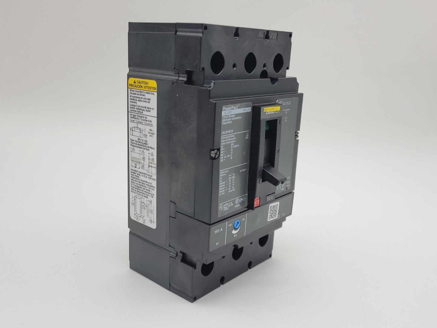 Square D JGL26150LW PowerPact Feed-Thru Circuit Breaker 150A 600VAC 2P 1PH JGL
