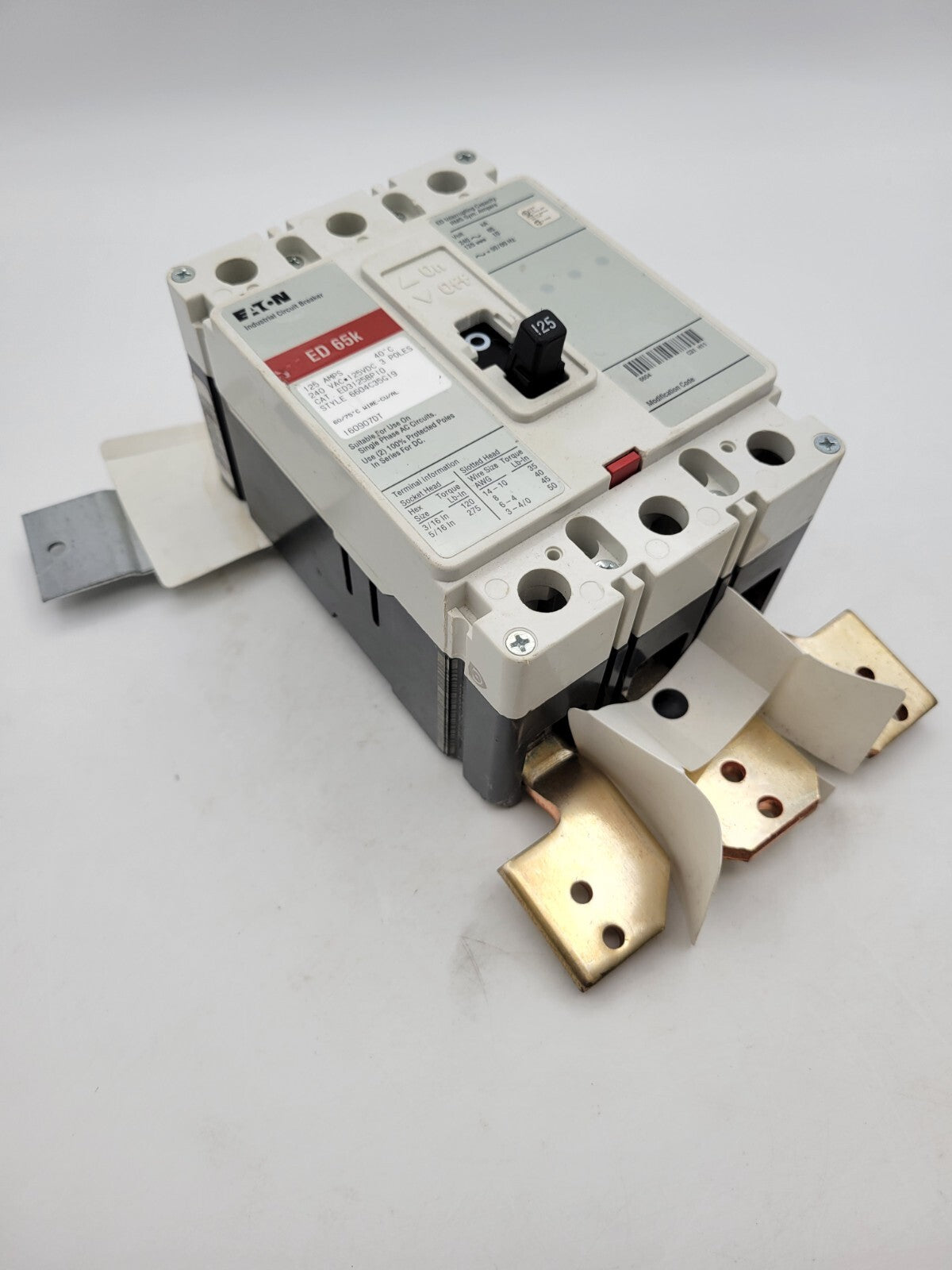 Eaton ED3125BP10 BKED125 Bolt-On Main or Subfeed Breaker Kit 125A 240V 3P 3PH ED