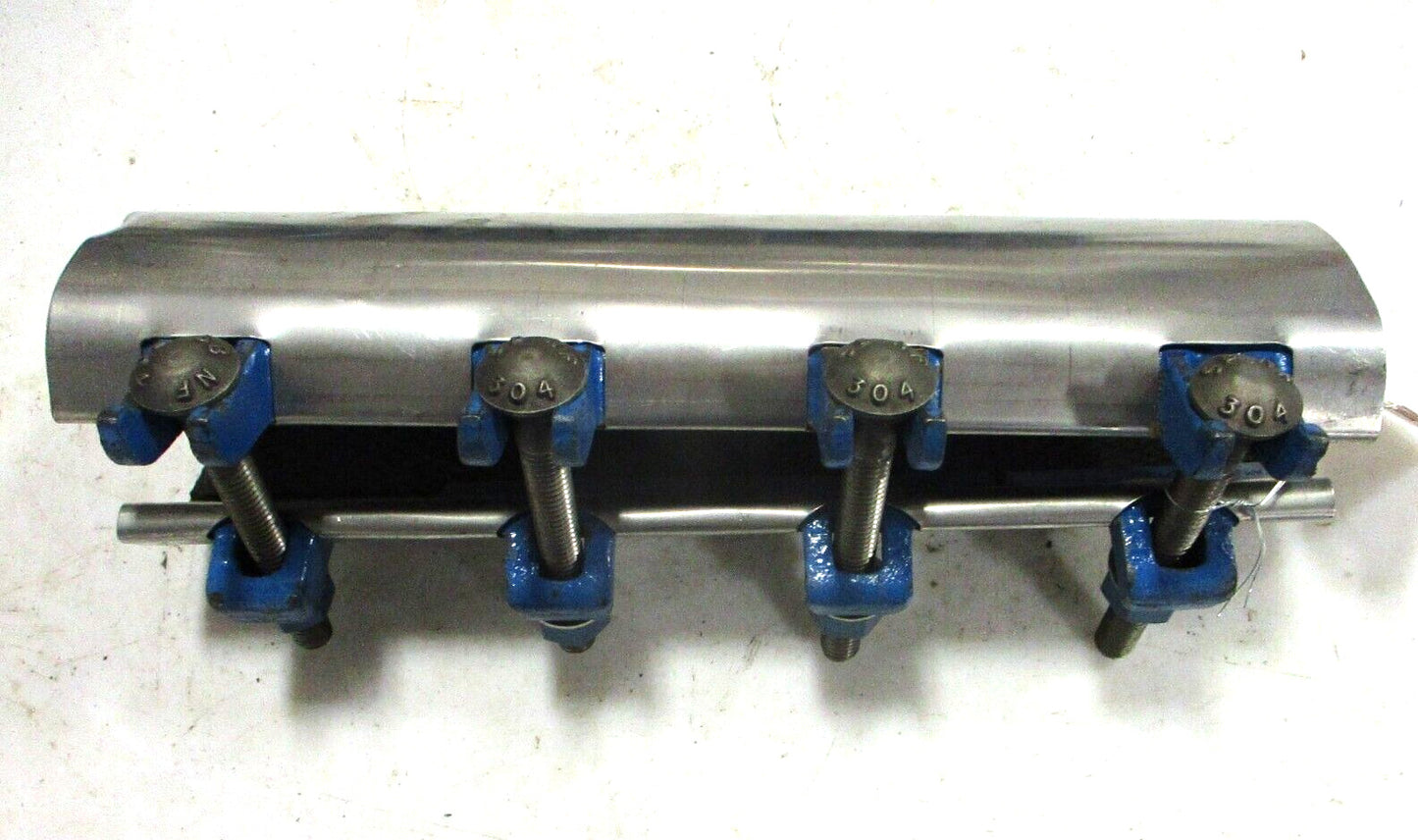 Stainless Steel Pipe Repair Clamp Fits 2-1/2" (2.88 OD) Pipe x 12" Long 4-Bolt