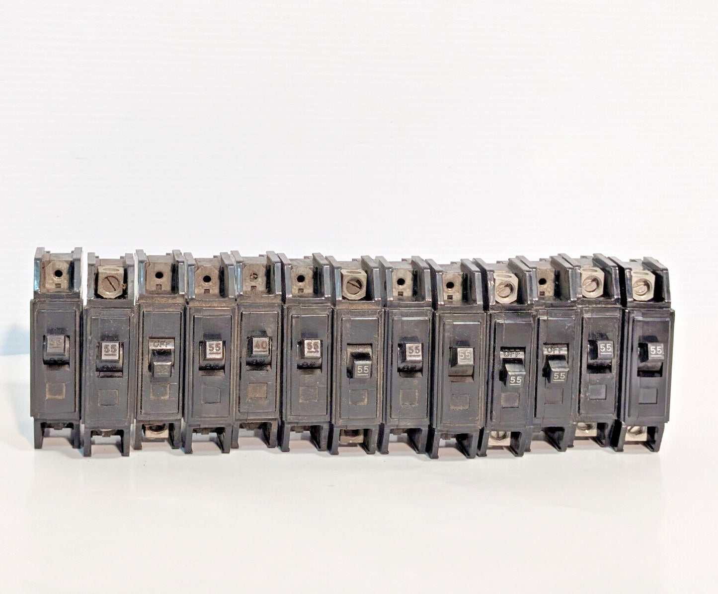 Lot of 13: Westinghouse Quicklag-C, KV-294 Circuit Breakers, 240VAC, 1-Pole, 55A