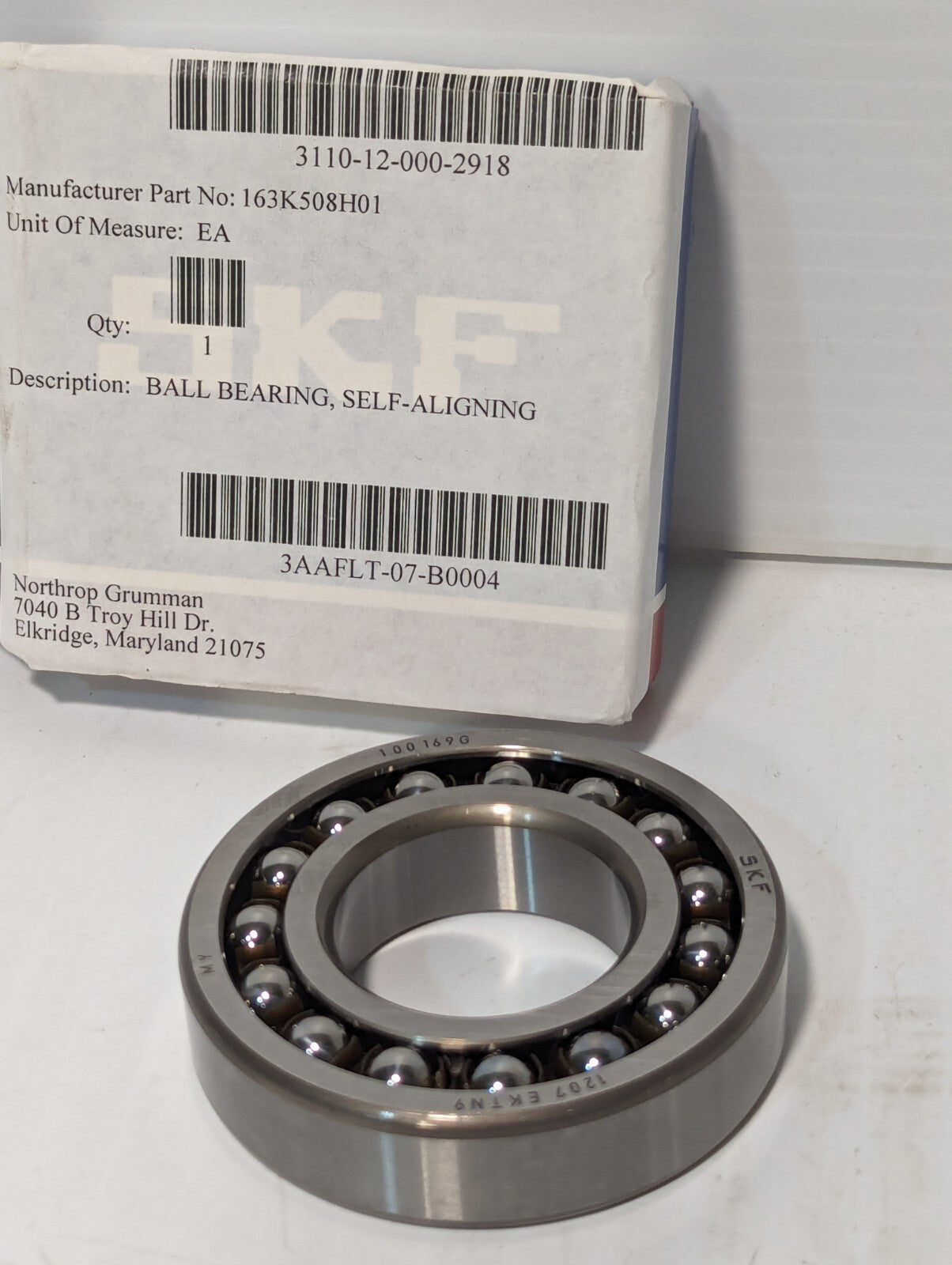 SKF 1207 EKTN9 Ball Bearing Self-Aligning 163K508H01 3110-12-000-2918 -Free Ship