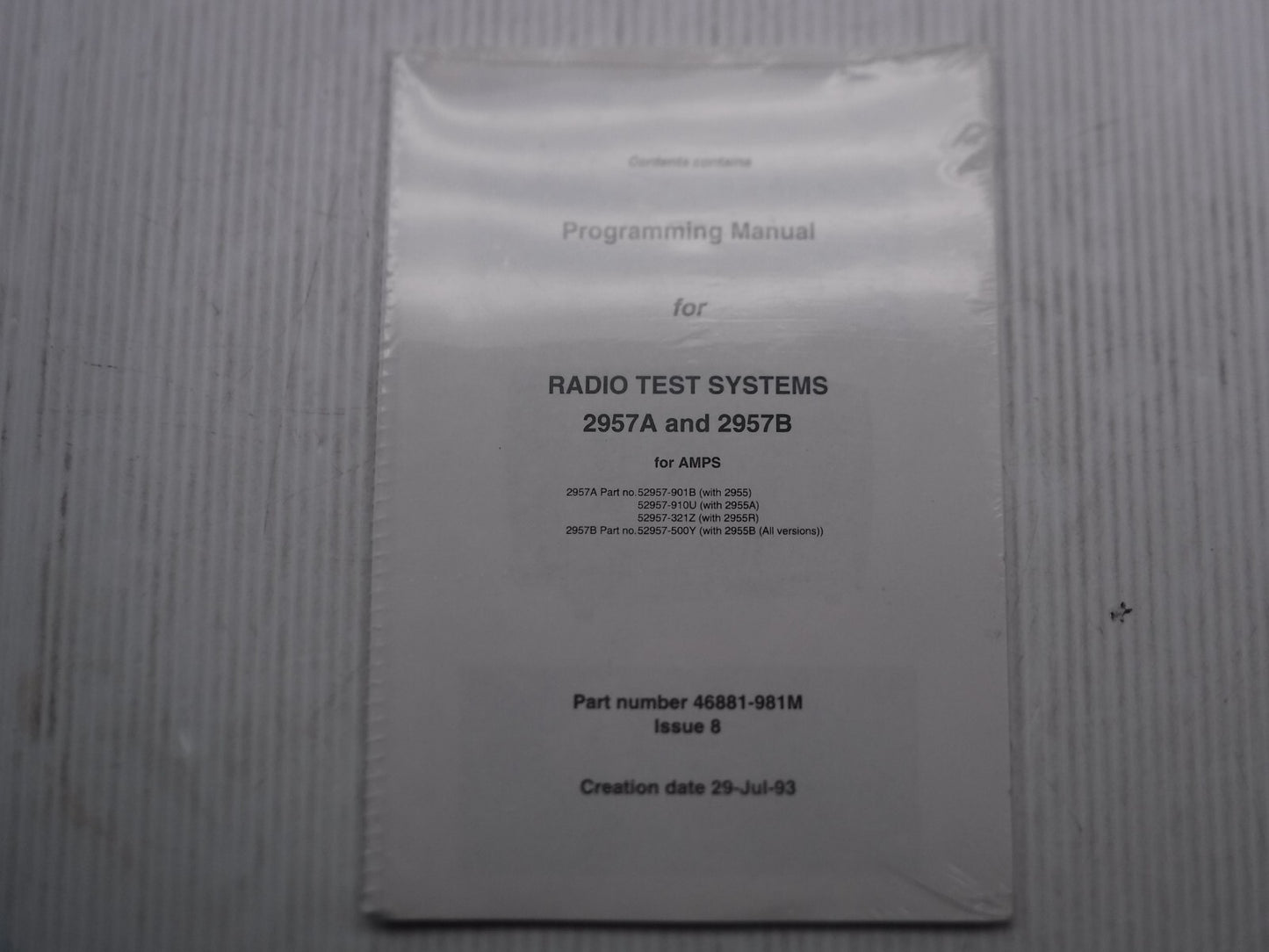 Marconi Radio Test Systems 2957A & 2957B Radio Test Systems Manual 46881-981M