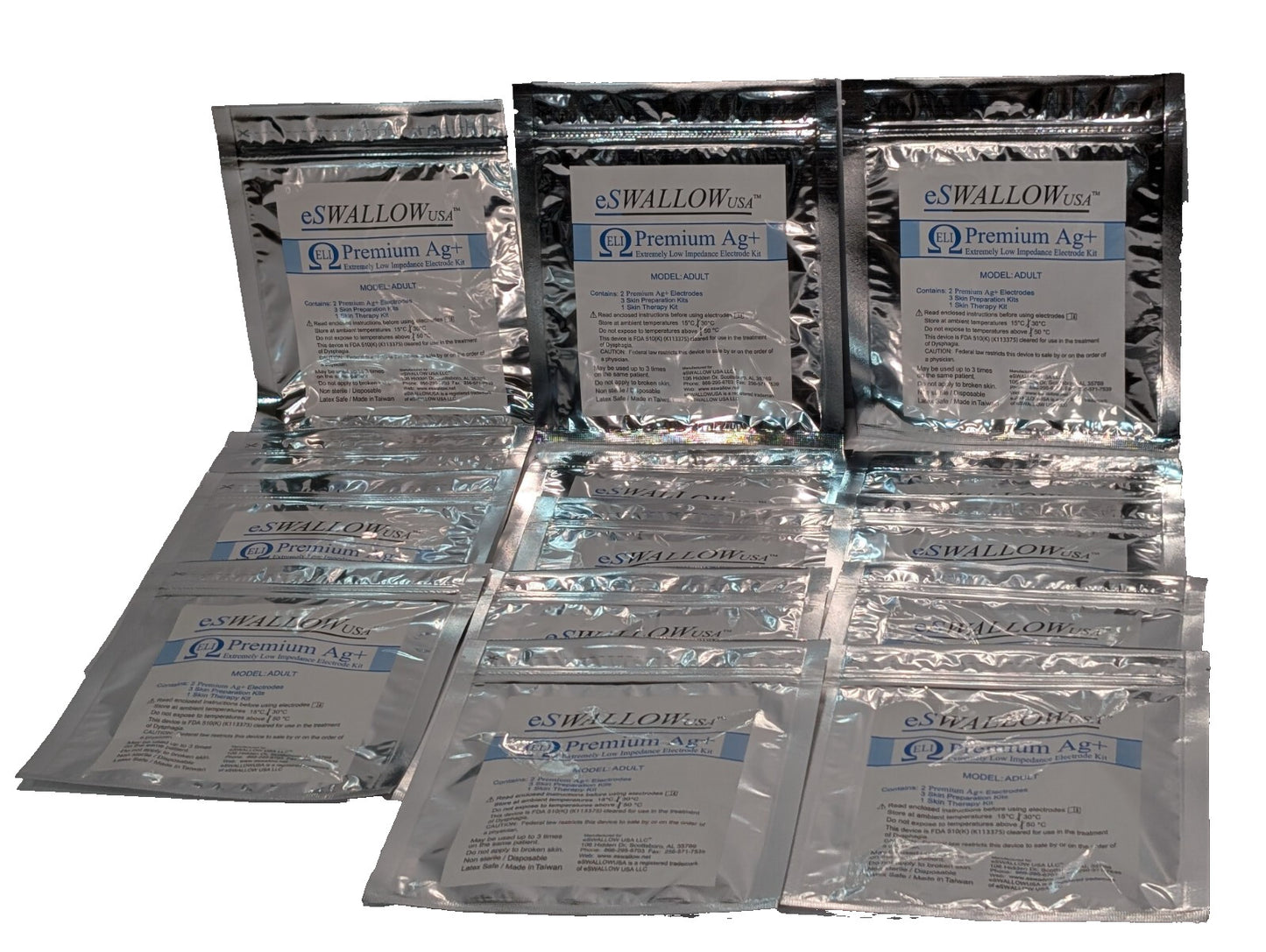 Lot of 14: eSwallow USA Premium Ag+ Adult Low Impedance Electrode Kits