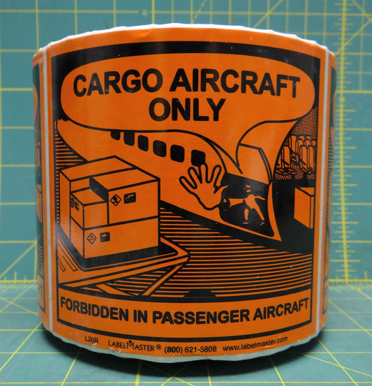 "CARGO AIRCRAFT ONLY LABEL", PAPER, ROLL OF 500, ITEM# L20R 100 x 120MM