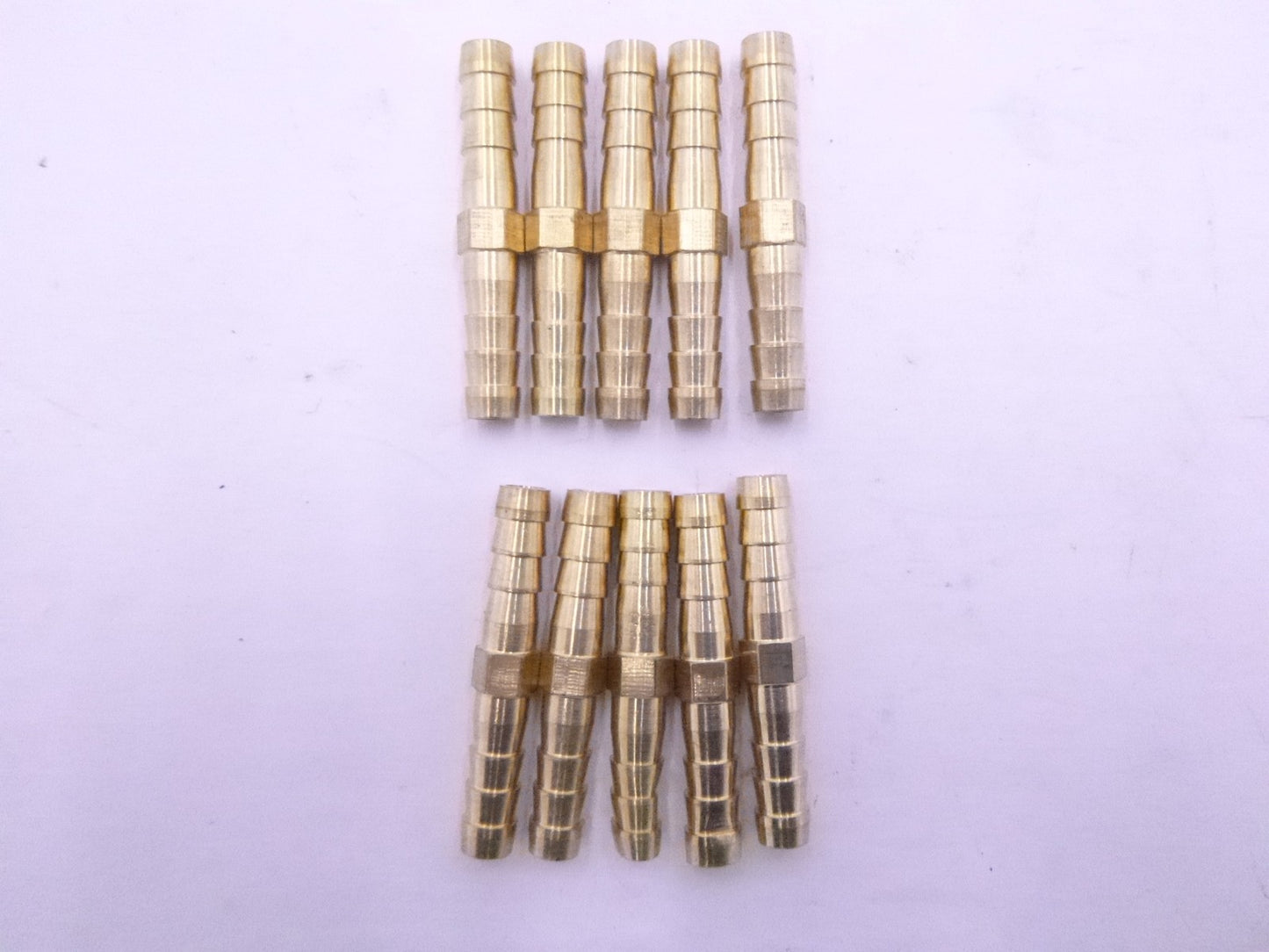 10 Pack 1/4" or 6mm Brass Hose Barb Union Splicer Fittings