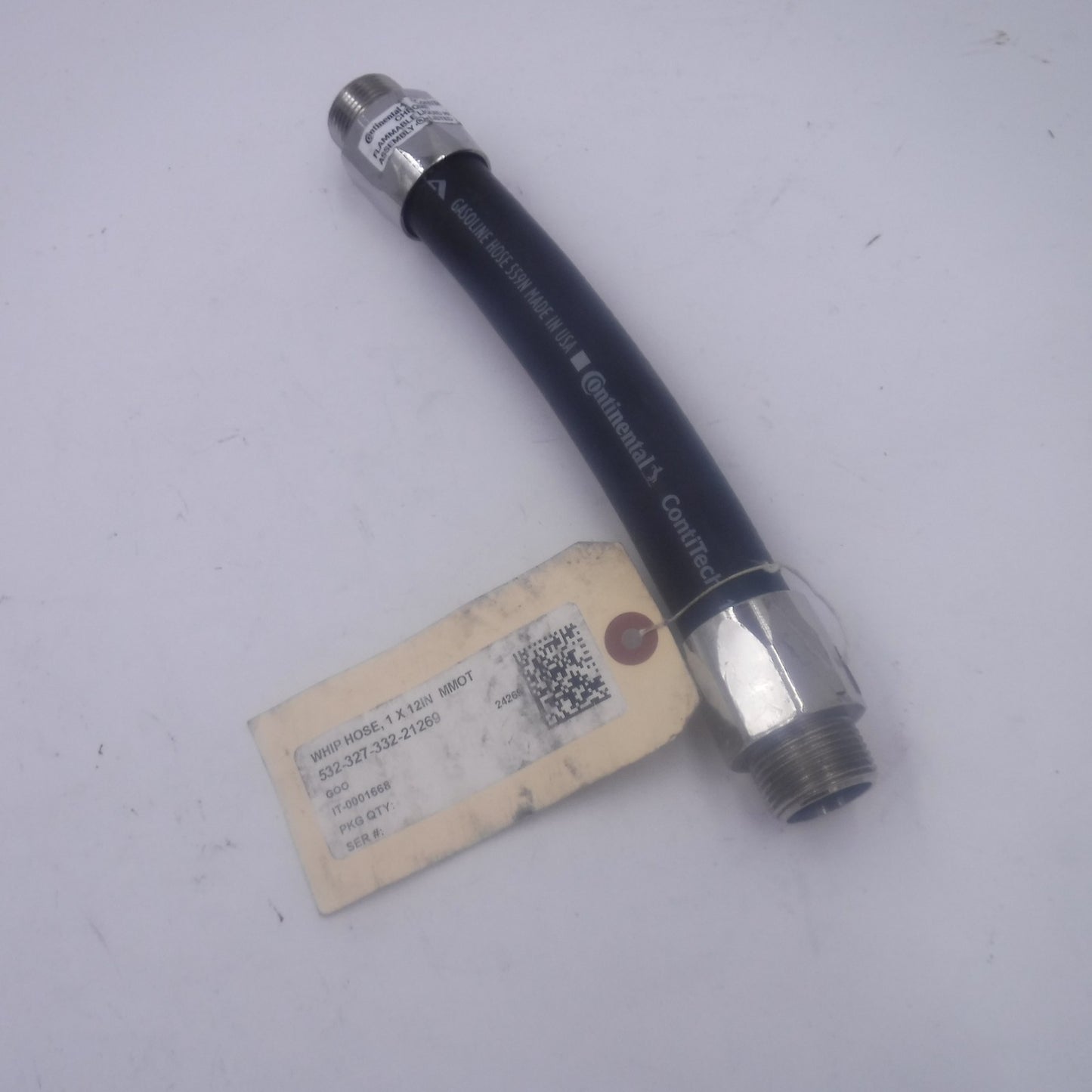 Continental ContiTech 1"x 12" Whip Hose Male x Male MMOT Chrome