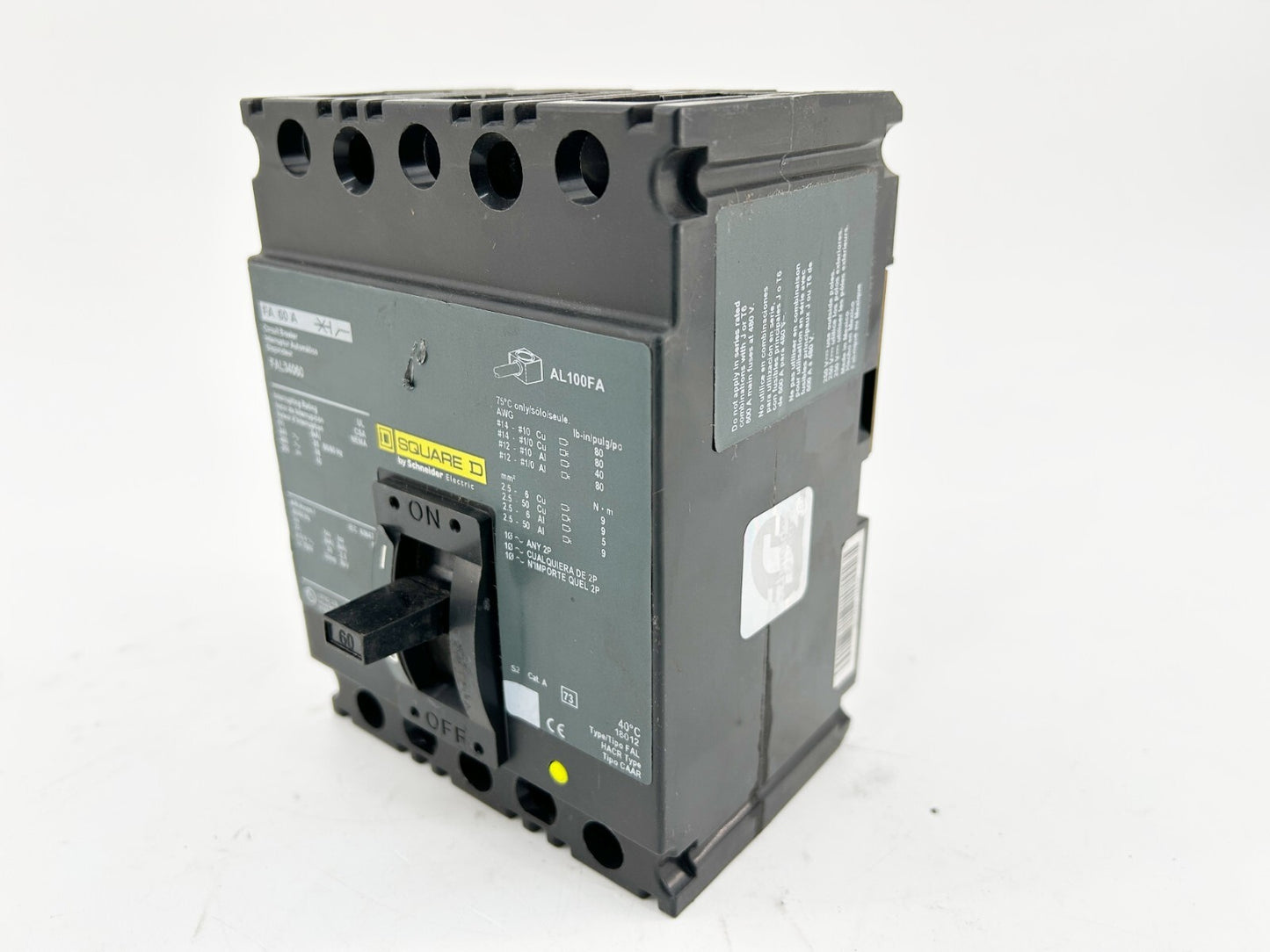 New Square D FAL34060 Circuit Breaker 60A 480V 3P 50/60Hz - No Box