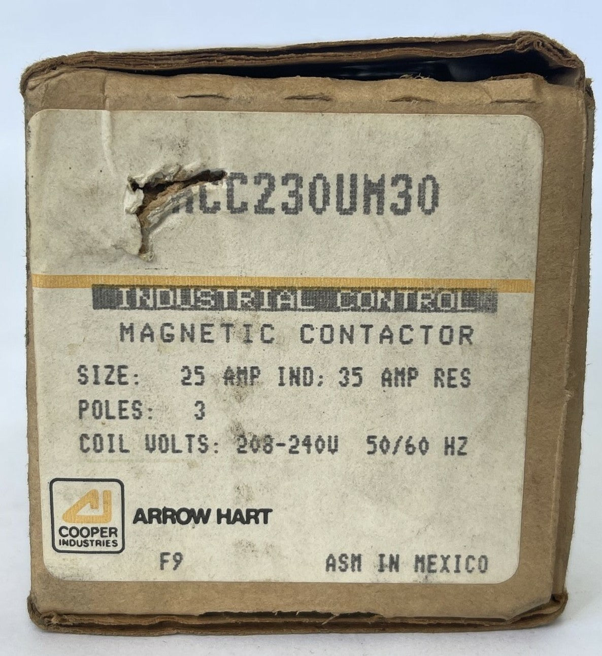 INDUSTRIAL CONTROL ACC230UM30 MAGNETIC CONTACTOR COIL 208-240V 50/60HZ