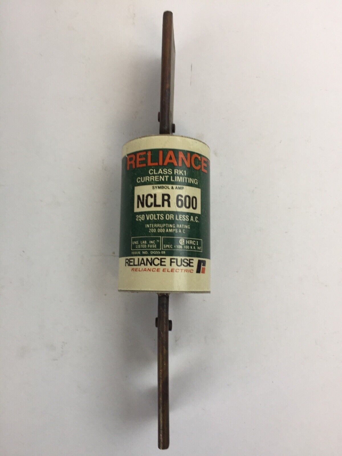 RELIANCE ELECTRIC NCLR 600 CURRENT LIMITING CLASS RK1 FUSE 600AMP 250VAC