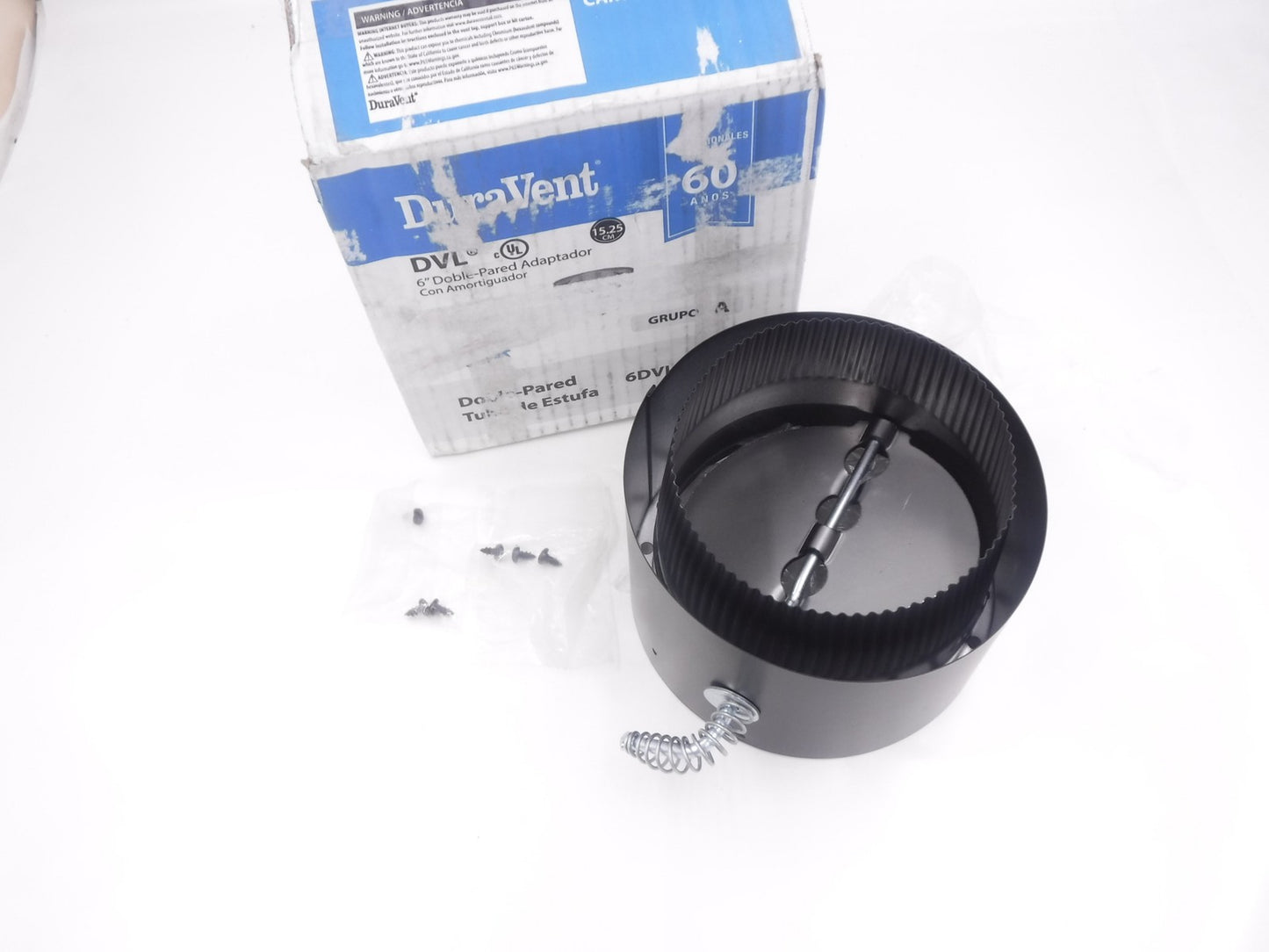 DuraVent 6" Double Wall Stove Pipe Stovetop Adapter W/ Damper Model DVL