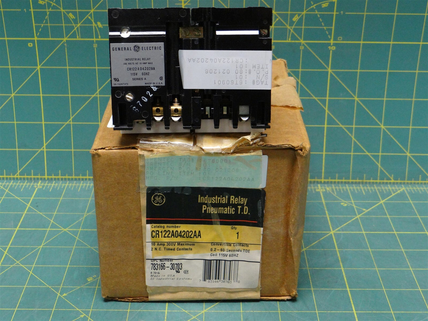 GE CR122A04202AA Industrial Time-Delay Relay 300V Max, 10A, w/115-120V 60Hz Coil