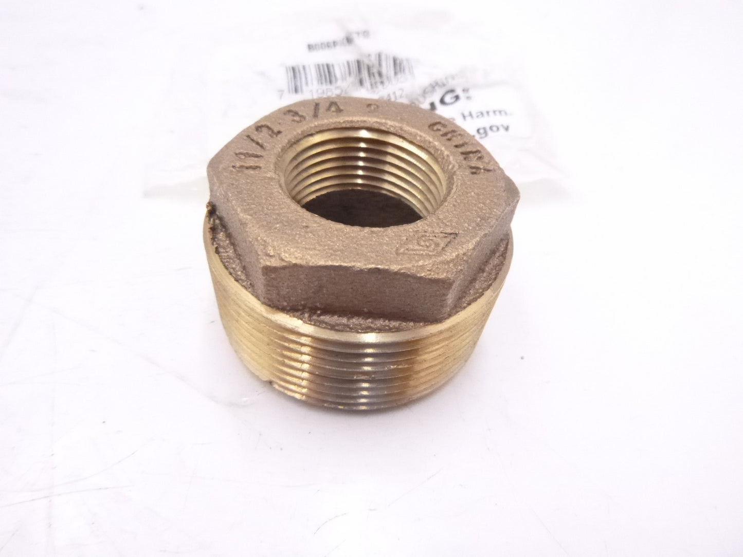 Anderson Metals Brass threaded Pipe Fitting Hex Bushing 1-1/2" Male x3/4" Female