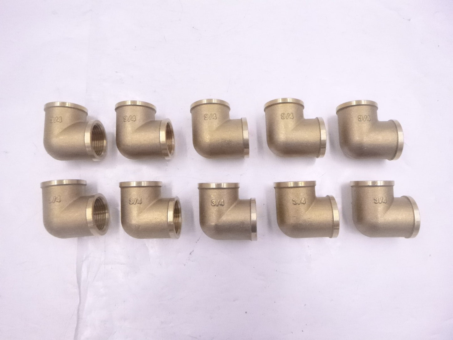 10 Pack 3/4"x 3/4" Female NPT Brass 90° Elbow Fittings For Plumbing