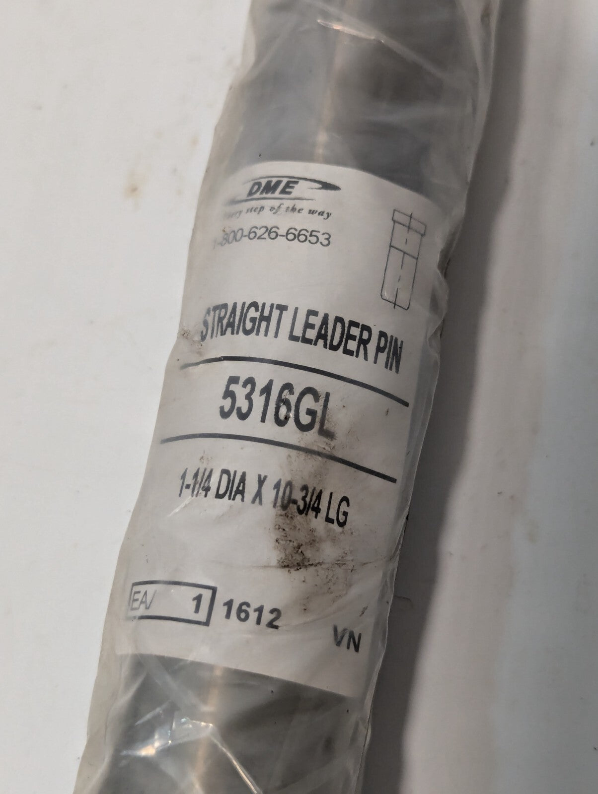 DME 5316GL straight leader pin, 1-1/4 inch diameter x 10-3/4 inch long-Free Ship