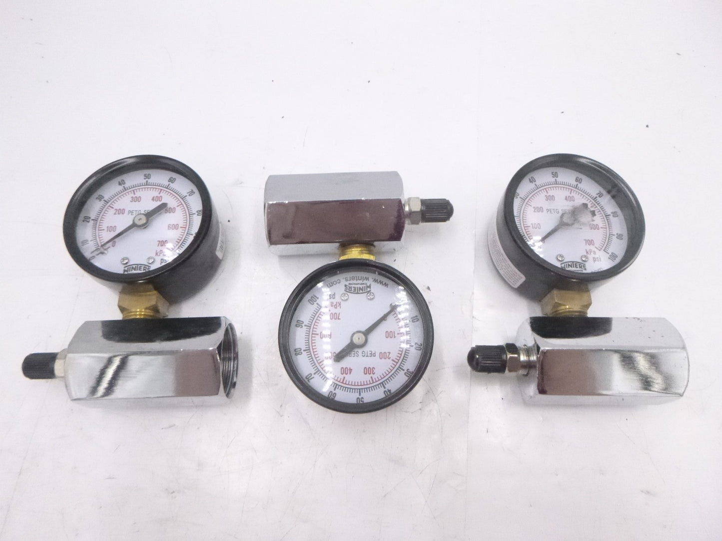 3 Pack Winters PET Series Dual Scale Gas Test Pressure Gauge 2" Dial 0-100PSI