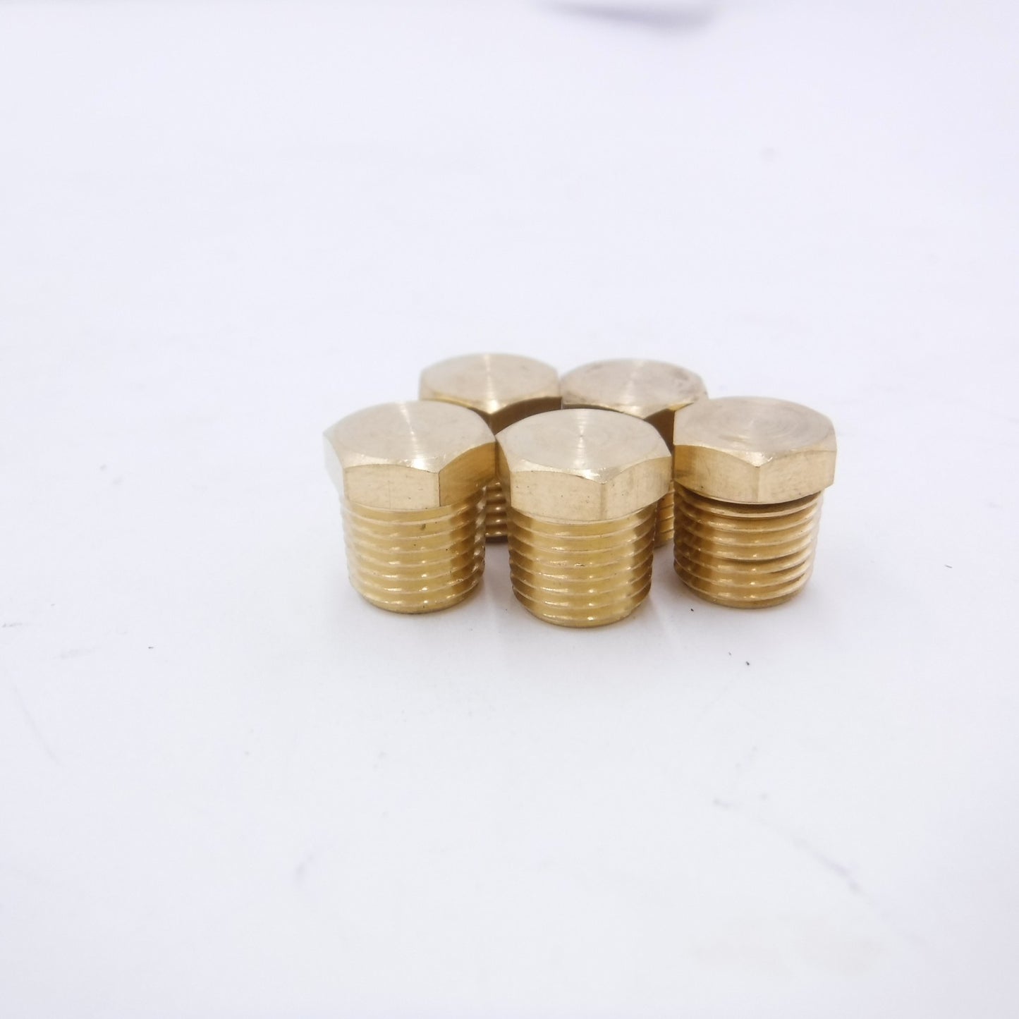 5 Pack 1/2" Male NPT Brass Hex Head Plug Hollow Body