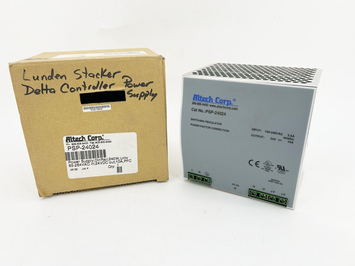 New Altech Corp PSP-24024 Power Supply 24VDC 10A Din Rail Mount