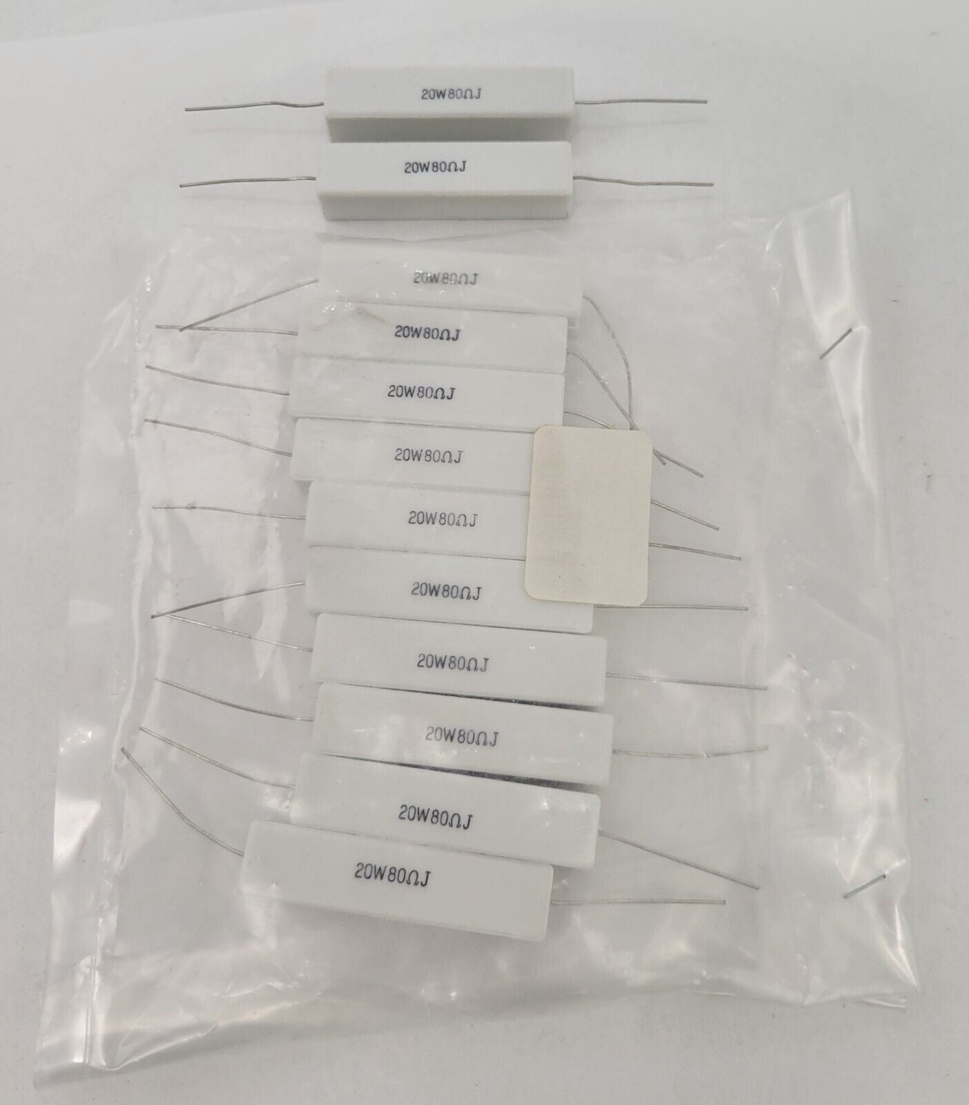 12Pc 017-80 Wire Wound Resistor 80-Ohm 20 Watts 10% Axial Lead Ceramic Cement