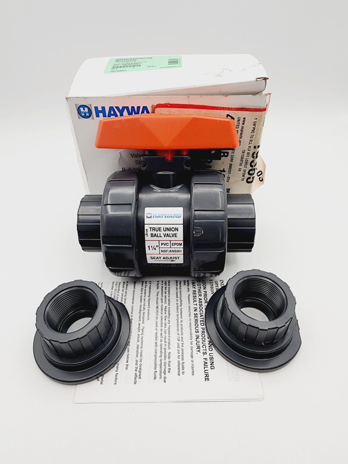 Hayward TB1125STEG True Ball Valve 1 1/4" PVC TB VLV Soc/Thd Epdm SFE Lckout