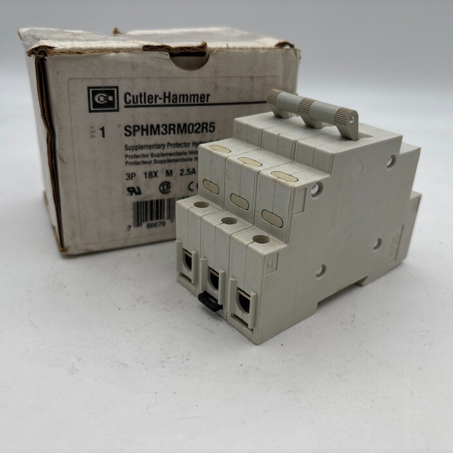 Cutler-Hammer SPHM3RM02R5 Din Rail Circuit Breaker 2.5A 277/480V 3P 3PH SPHM