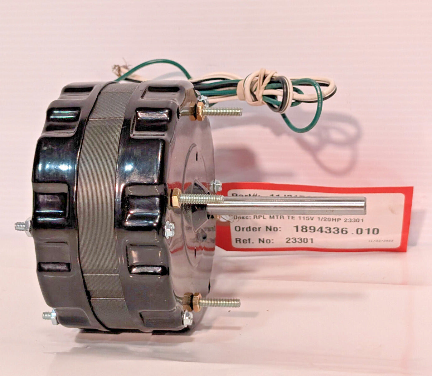 McMillan A0516A2160 Fan Motor, 1/20HP, 1000RPM, 60Hz, 1.4A, Thermally Protected