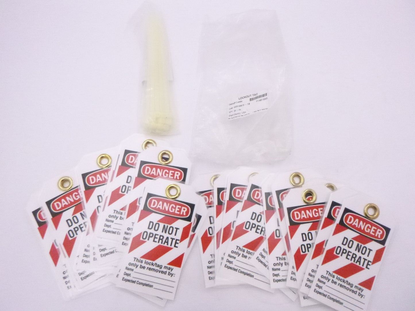 25 Pack Danger Do Not Operate Heavy Duty Laminated Tags with Zip Ties