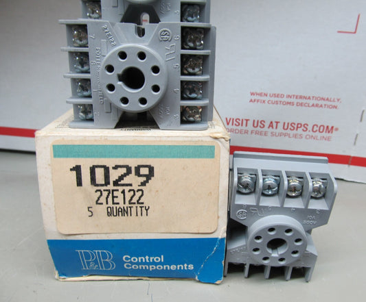 "BOX OF 5" Potter & Brumfield 27E122 Relay Socket, Gray, 10A, 300V