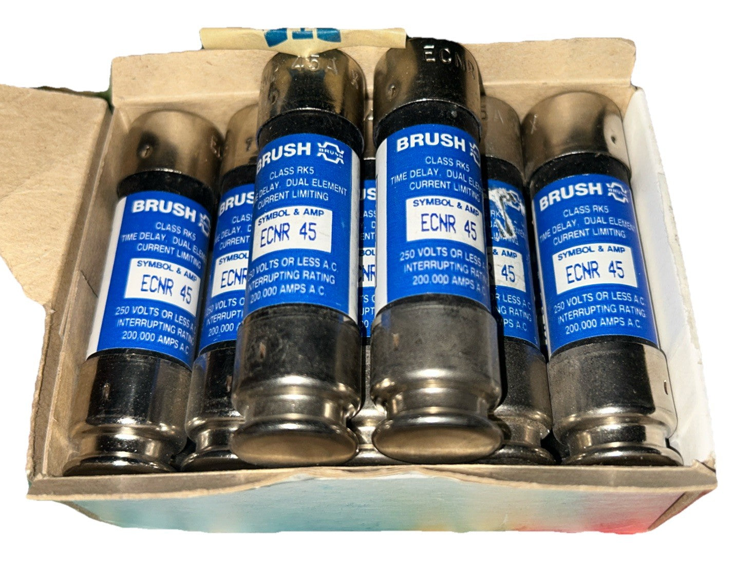 (12 Pack) Brush ECNR45 Class RK5 Time Delay Fuse 45A 250V 125VDC. NEW! B4