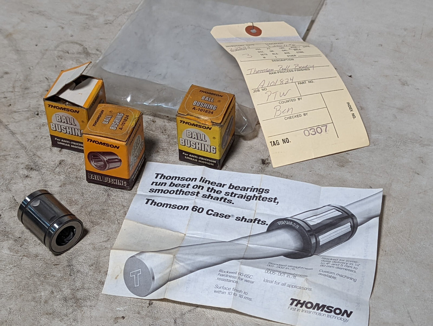 Lot of 3 Thomson A101824 ball bushings for anti-friction linear motion