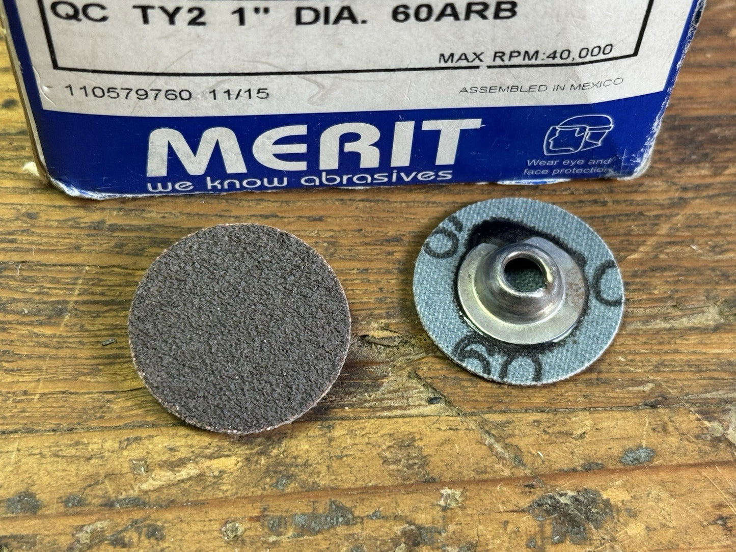 43 Pieces MERIT TY2 1” Diameter 60 Grit 40,000 RPM