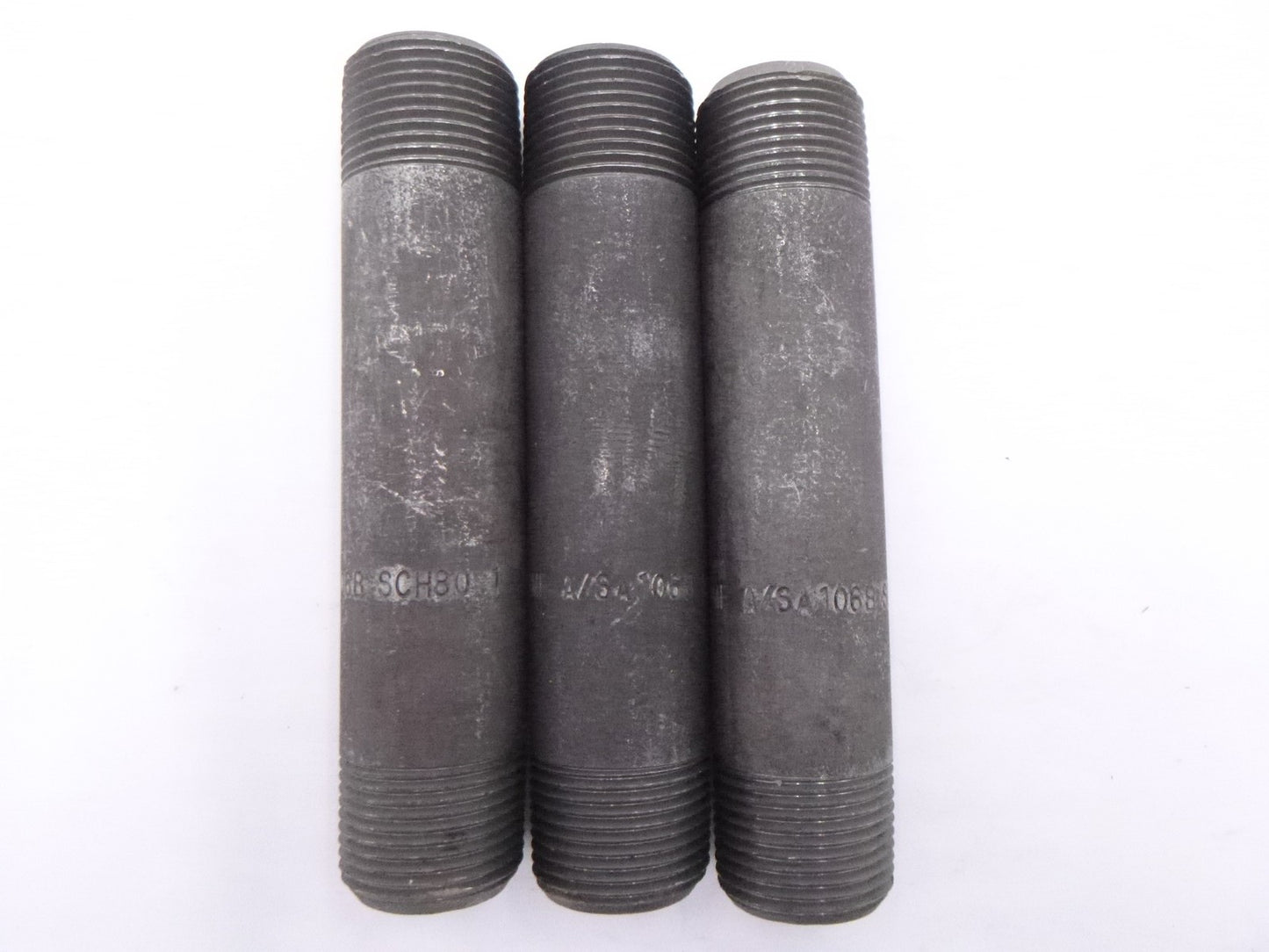 3 Pack Everflow 1" MNPT x 6" Sch 80 Black Carbon Steel Nipples NPXB1060