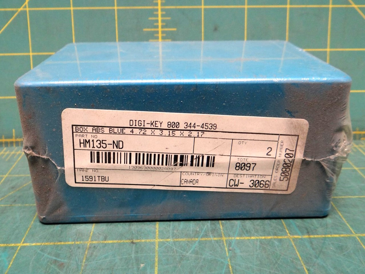 Hammond MFT 1591TBU Box Plastic w/ ABS Blue Cover 4.7" X 2.2" X 3.25"
