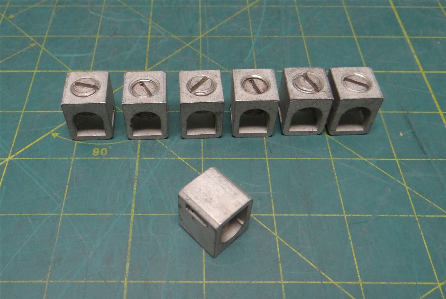 (Lot of 7) Aluminum Box Type Mechanical Lug Conductor, 0.7" Width, 0.65" Length