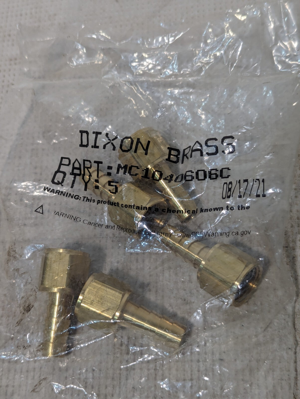 *New* Pack of 5 Dixon Brass MC1040606C Female NPTF x Hose Barb