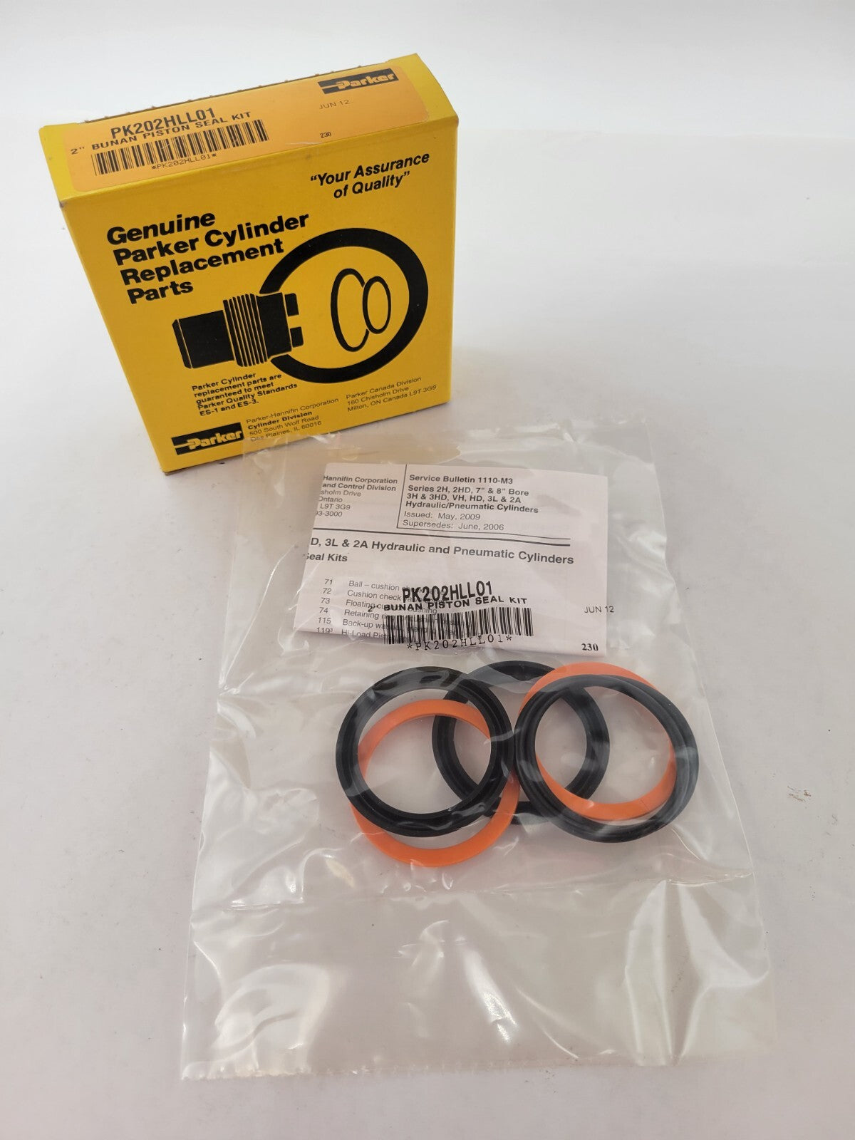 Parker PK202HLL01 Bunan Piston Seal Kit 2" Bore Class 1 2HL, 3LL, VHL Series