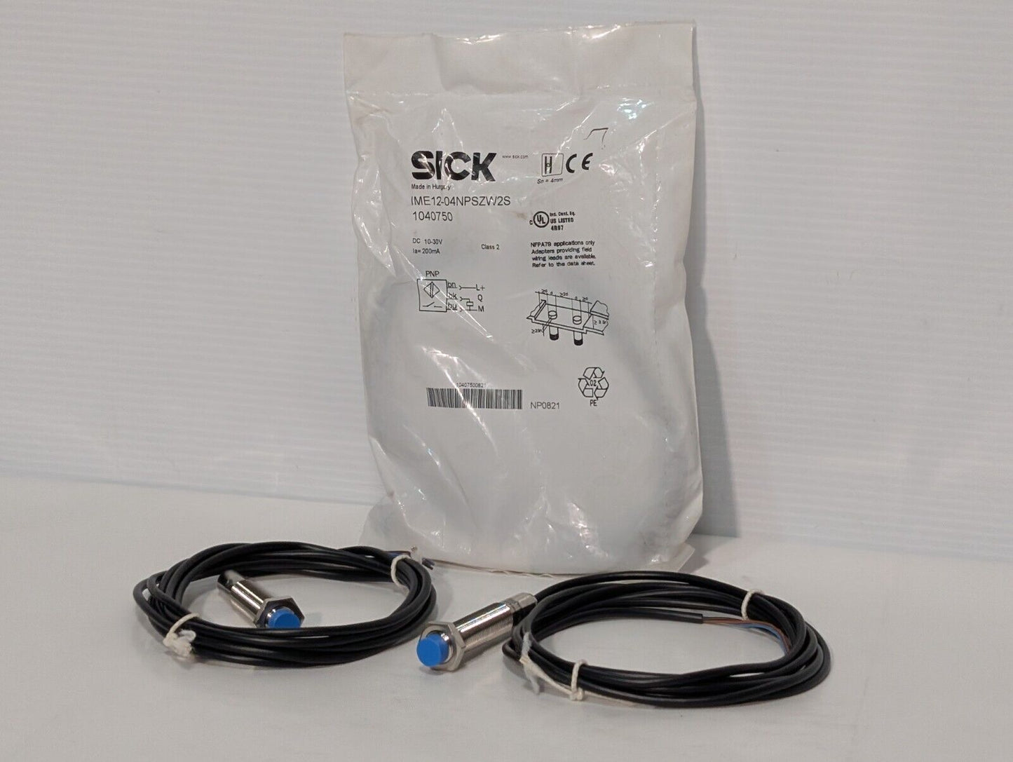 Lot of 3 Sick IME12-04NPSZW2S Inductive Proximity Sensors, Thread Size: M12 x 1