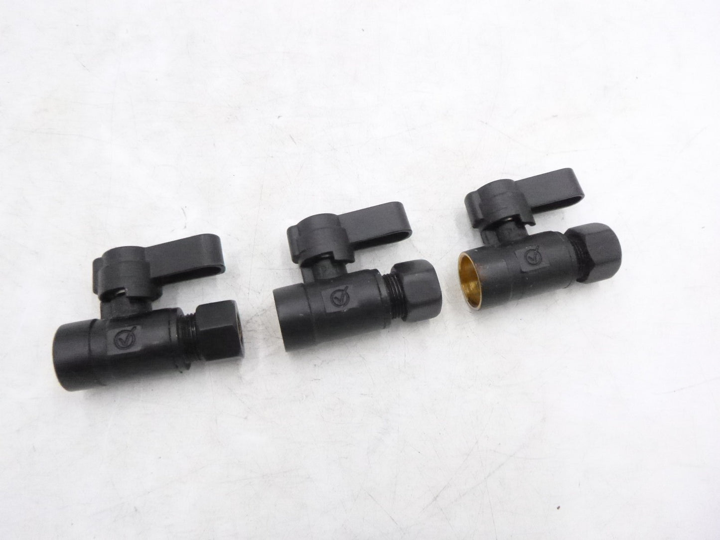 3 Pack Kingston Brass KF4325MB 1/2" Sweat x 3/8" OD Straight Stop Valve Black