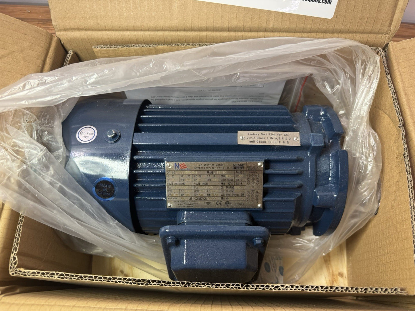 NEW PE145TC-2-4 145TC 2HP Electric Motor 1745 RPM 3 Phase TEFC North American
