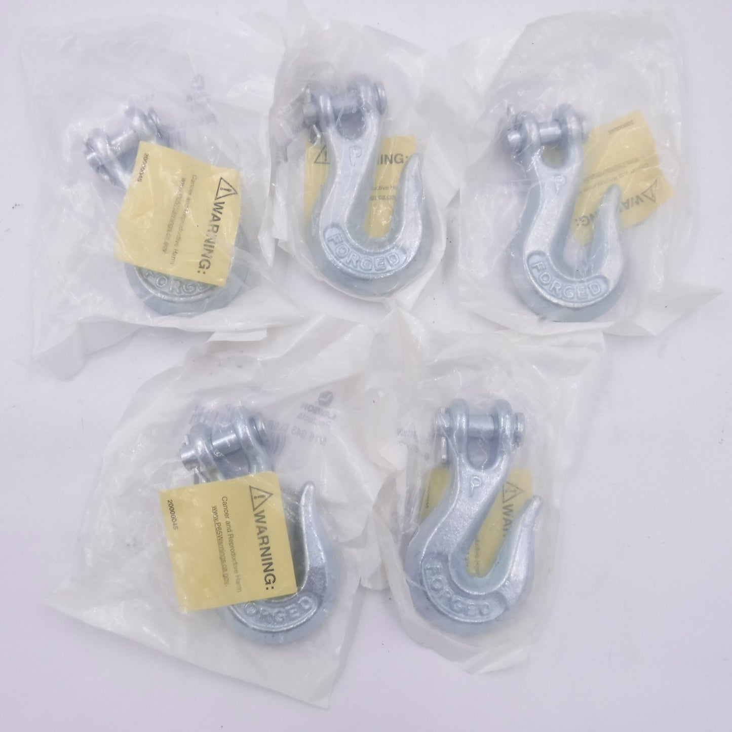 5 Pack Lawson 1424847 Grade 43 Clevis Grab Hook 5/16" 3,900 lb WLL