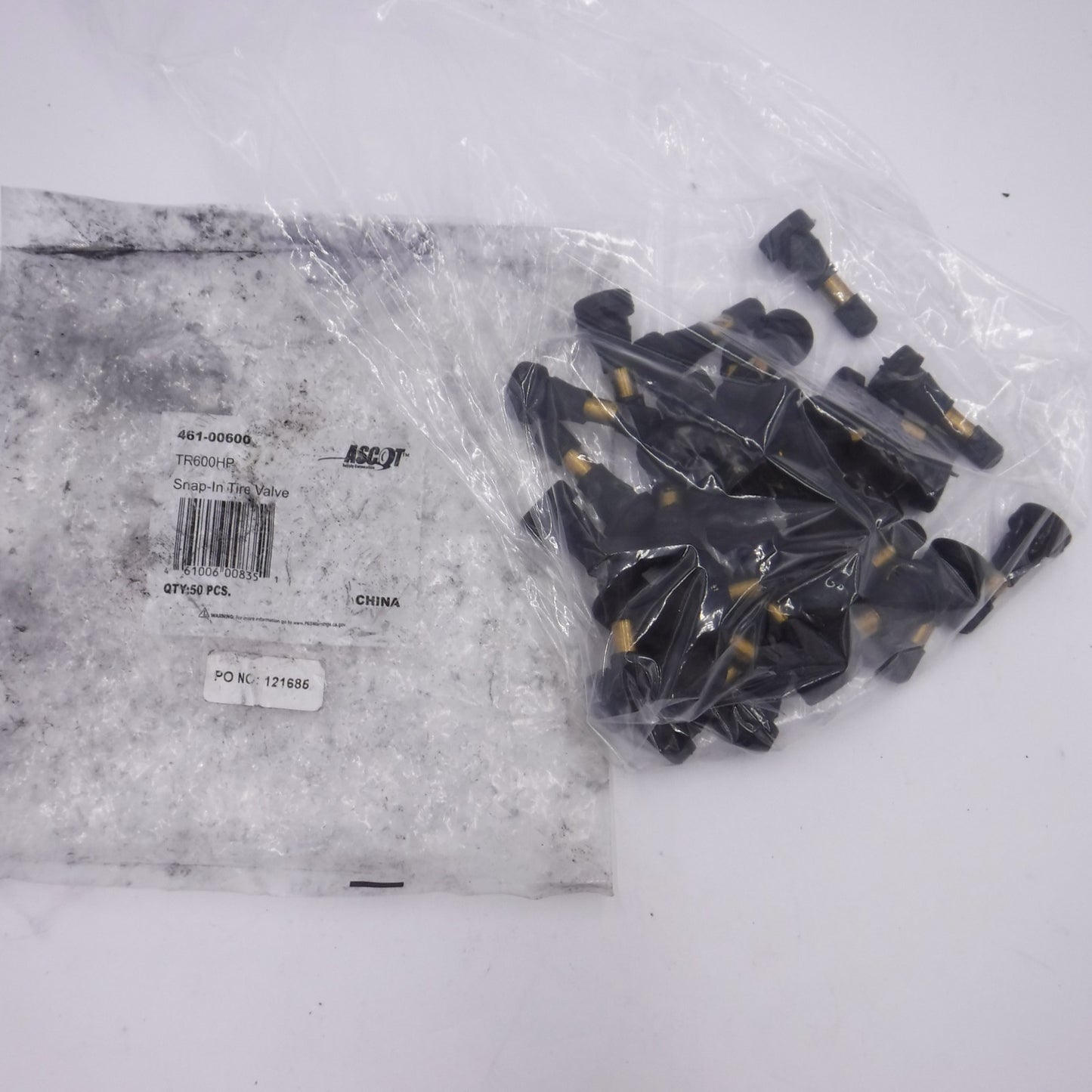 34 Pack Ascot High-Pressure Snap-In Tire Valve TR-600HP 80PSI 1-1/4" L