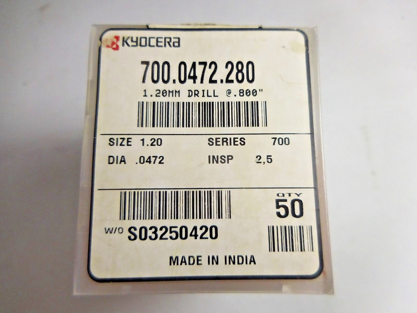 Kyocera Size 1.20mm Dia 0.0472 Carbide PC Circuit Board Drill Bits (Box Of 50)